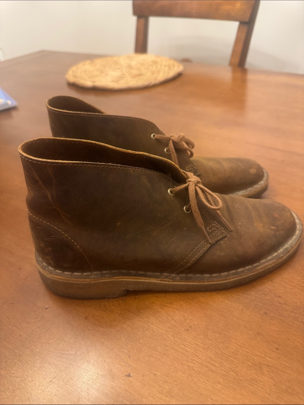 Clarks Dark Brown Leather Chukka Boots with Tan Laces